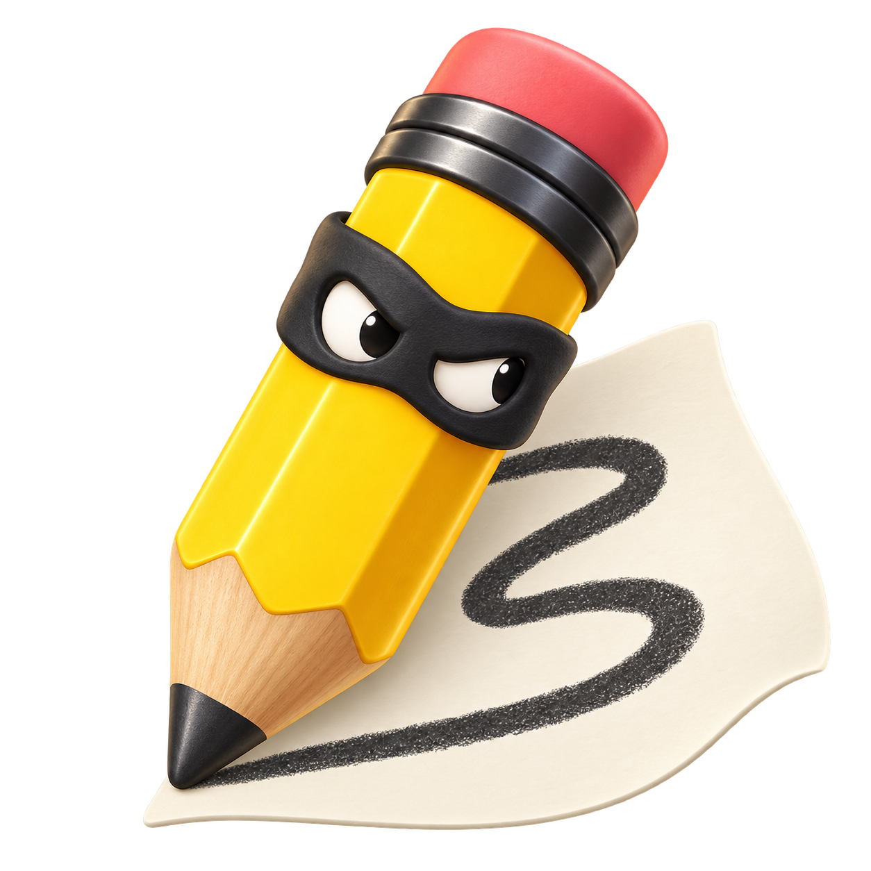 A masked yellow pencil sketching on paper